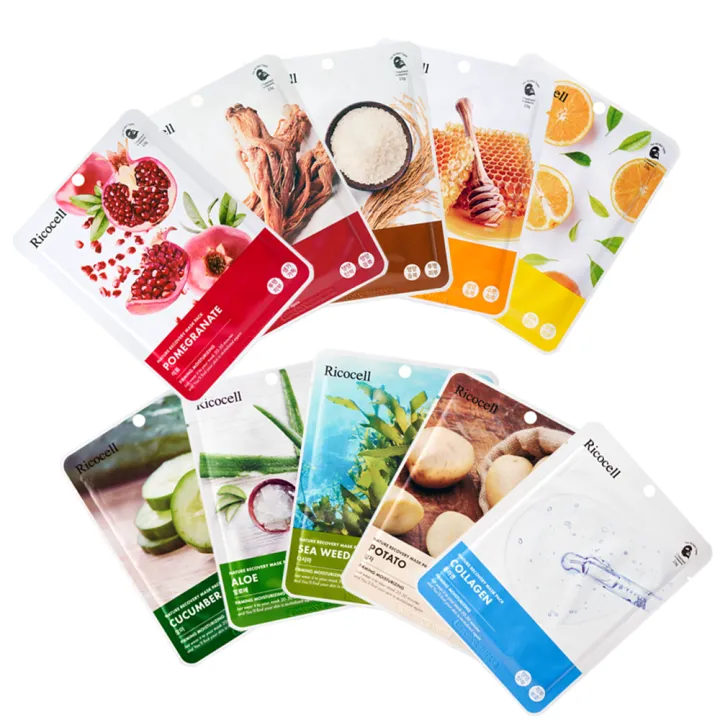 Ricocell Korean Face Mask Sheet 1Pcs Moisture Essence Face Mask Sheet Skin Care Korean Face Mask Sheet For Women & Men