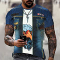 2022 New Fake Jacket Print T-Shirt Skull 3d clothes Summer Trendy Short Sleeve T-Shirt Top Men/women Short Sleeve tees. 