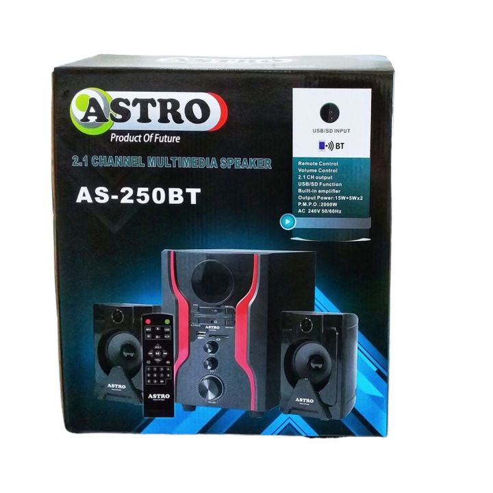 Astro AS 250BT 2.1 Channel Subwoofer Speaker with Radio, Card Reader, USB, Bluetooth