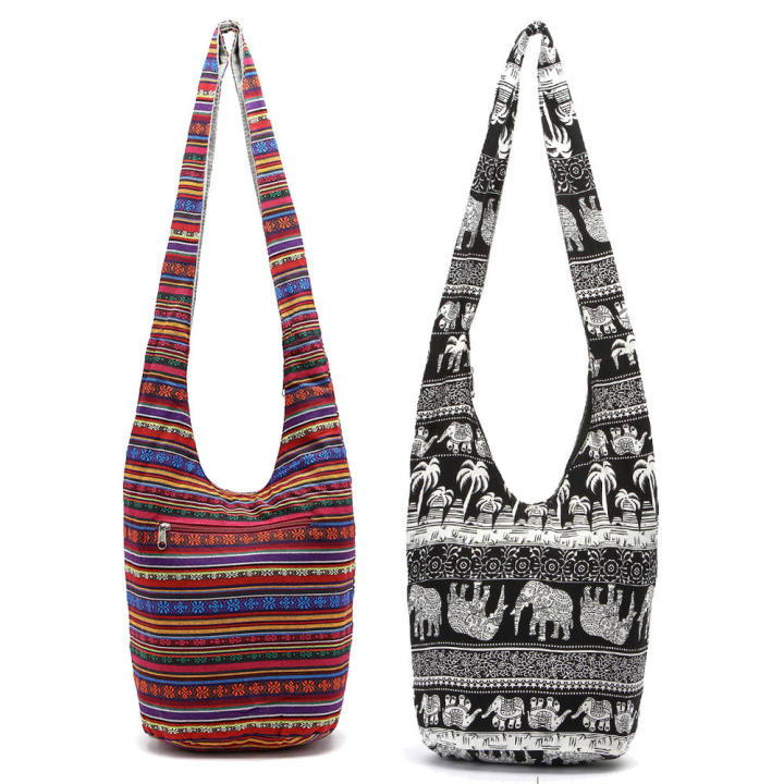 Cotton linen Posamia wanderers women's cotton zipper shoulder bag ethnic prints handbag