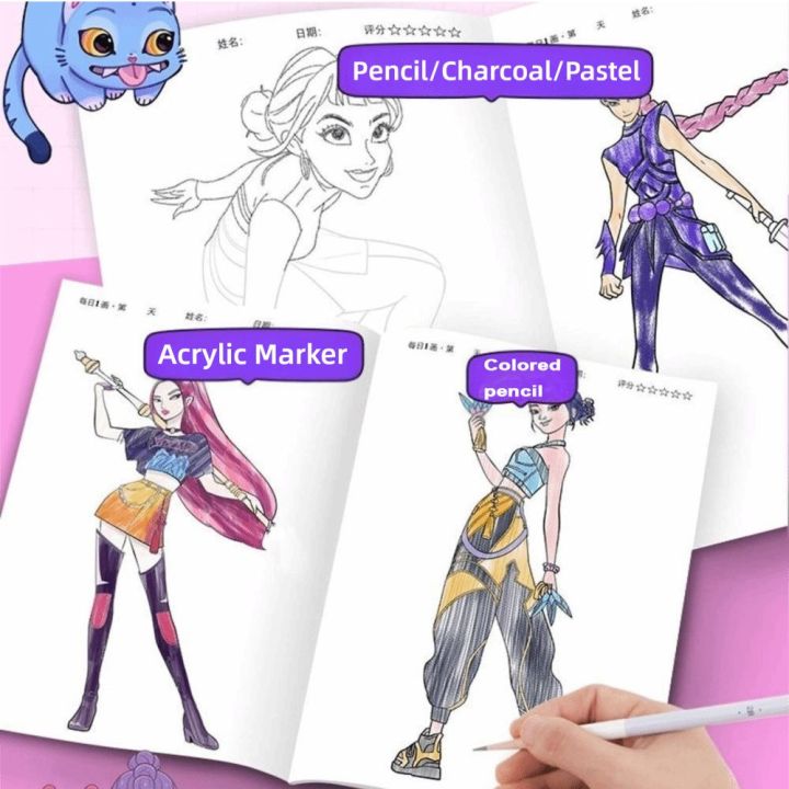Children's%20Holiday%20Gifts%20Rumi%20Zoey%20Mira%20Kpop%20Demon%20Hunters%20Coloring%20Book%20Multi%20Scene%20Watercolor%20Tracing%20Painting%20Book%20Cute%20Cartoon%20Diy%20Coloring%20Book%20-%20Image%205