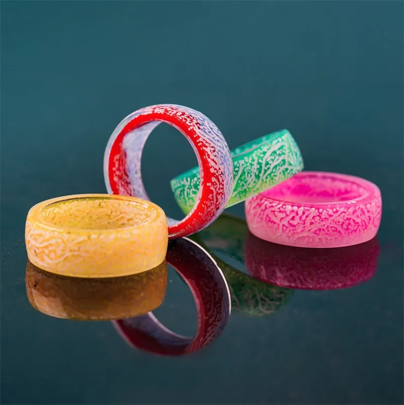 New Fashion Colorful Luminous Resin Ring Women Men Fluorescent