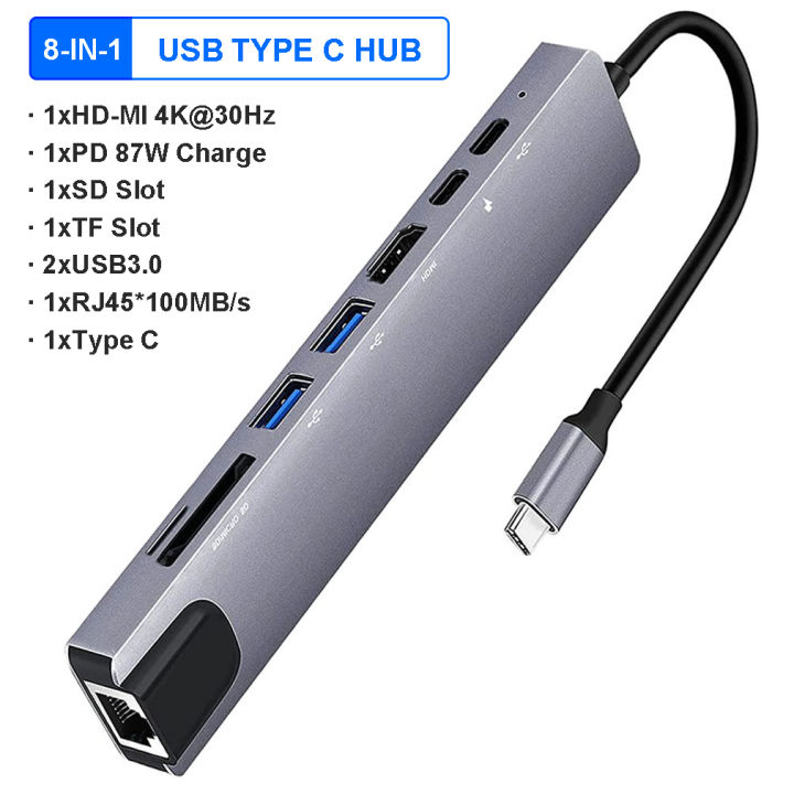 Usb C Hub 4k 30hz Type C Hub Usb C Splitter Type C To Hdmi-Compatible ...