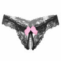 Female Underwear Lace s open croth Pants Pearl massage G-String for Women Breathable Summer panty. 
