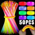 【HUT】 50/1Pcs Party Glow Sticks Glow In The Dark Bracelets Necklace DIY Colorful Fluorescence Stick Xmas Wedding Party Decoration Prop. 