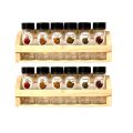 Two Tiered Spice Rack With 10 x 110Ml Glass Spice Bottle Wall Mount Wooden Spice Rack WRK102A0. 