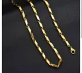 Vintage 18K Yellow Gold Bamboo Link Chain Necklace For Men & Women. 