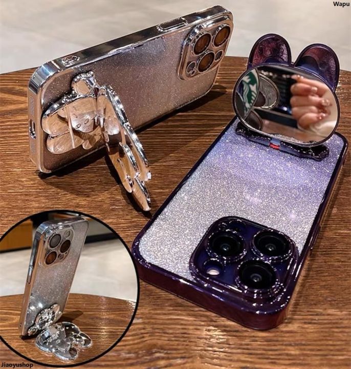 WapuOriginal%20JiaoyushopFor%20Xiaomi%20Redmi%20Note%2014%20/%20Note%2014%20Pro%20/%20Note%2014%20Pro+%20Plus%204G%205G%20Back%20Cover%20with%20Cute%20Rabbit%20Makeup%20Mirror%20Stand%20Luxury%206D%20Plating%20Shiny%20Glitter%20Stylish%20Girls%20Phone%20Case%20Clear%20Soft%20Silicone%20Protective%20Cases%20Pouch%20-%20Image%205