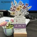 New Year Calendar 2024 Floral Desk Calendar with Wooden Base Monthly Planner for New Year Premium Quality Paper Desktop Decoration Buyers' Favorite. 