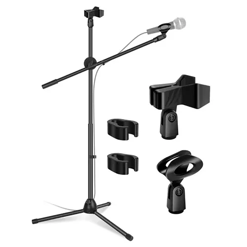 Microphone%20Stand,%20Heavy%20Duty%20Adjustable%20Collapsible%20Tripod%20Boom%20Mic%20Stands%20with%202%20Mic%20Clip%20Holders%20for%20Performance,%20Karaoke%20Singing,%20Speech,%20Wedding,%20Stage%20and%20Outdoor%20Activity%20-%20Black%20-%20Image%202