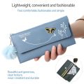 New Fashionable Butterfly Designer Women Girls Ladies Long Wallets Pure Color Wool Ball Bow Clutch Bag Card Bag Money Purse PU Leather Wallets. 
