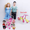 SF 5pcs Happy Family Kit Toy Dolls Pregnant Babyborn Ken&Wife with Mini Stroller Carriages For Baby Dolls Child Toys For Girls Gift. 