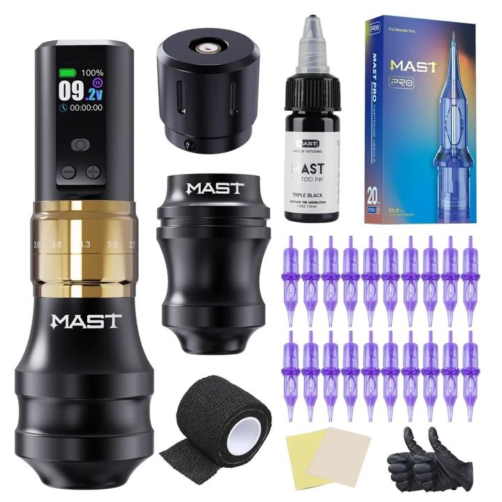 Bargain price Mast Tattoo Fold 2 Pro RCA or Wireless Model with 2 Unique Replaceable Large Handles Wireless Tattoo Pen Tattoo Kit