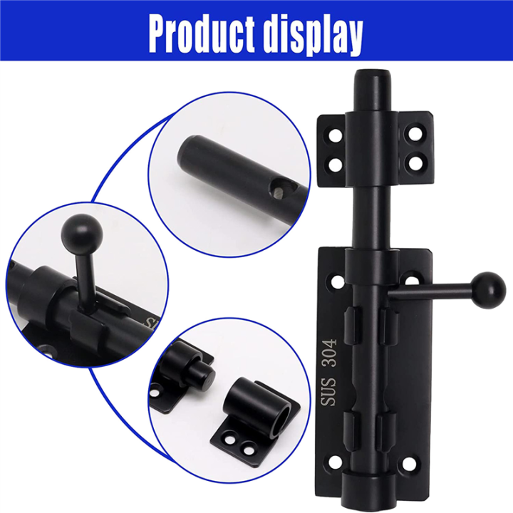 Heavy%20Duty%20Slide%20Bolt%20Gate%20Latch%20with%20A%20Padlock%20(Black,%206%20Inch)%20-%20Image%204