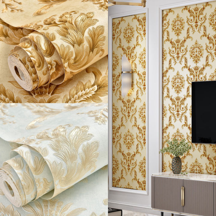 Luxury European Style Wallpaper Home Decor Floral Damask 3D Wall Paper Roll for Bedroom Living Room Embossed 3d Flower Wallpaper