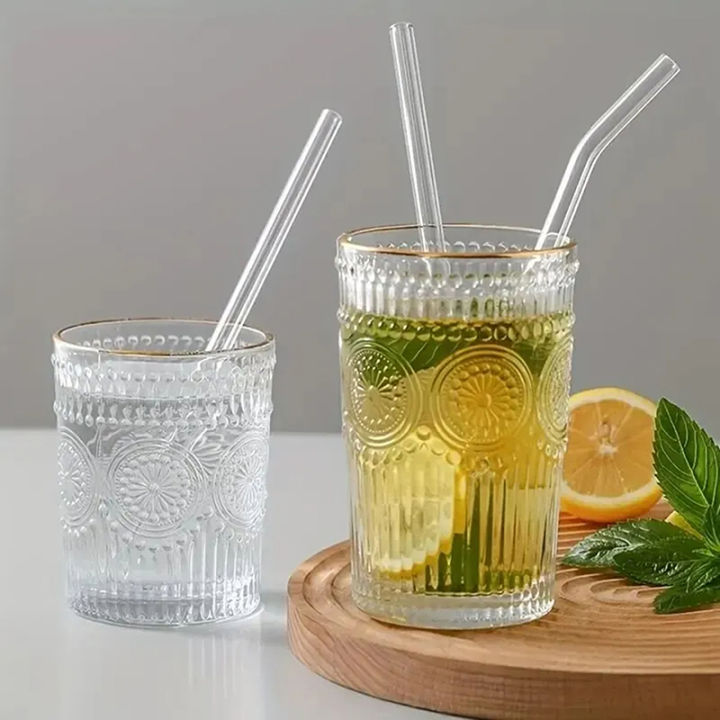 Reusable Glass Straw Set High Borosilicate Smoothie Cocktails Straw ...