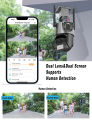 4K Dual Screen PTZ WiFi Camera Dual lens IR Color Night Vision Outdoor Security IP Camera CCTV Surveillance Onvif Cam ICSEE. 