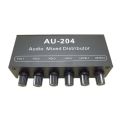 Au-204 Stereo Audio Mixer Distributor Selector Switcher 2 Input 4 Output 3.5mm Individually Controls Headphones Amplifier. 