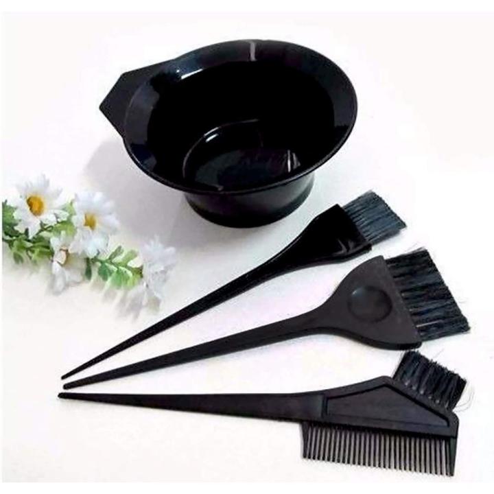 Mapperz Hair Colour Bowl with Brush  Hair Comb, Dye Brush and Mixing Bowl Hair Colouring Kit (Black) (Hair dye Bowl and 3 Brush)