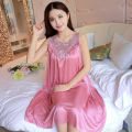 bellylady Woman Summer Pajamas Loose Sling NightCotton Dress. 