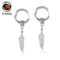 Qingwen Feather titanium steel earrings for men set ear piercing Stainless steel earrings cool hypoallergenic iareng for men kpop round airing hikaw for boys 925 silver earings for men on sale. 