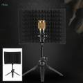 Foldable Compact Microphone Isolation Shield with Tripod Stand, Studio Mic Sound. 
