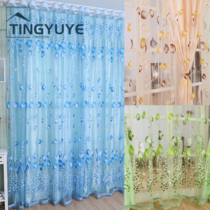 Tulip%20Flower%20Voile%20Curtain%20Drape%20Panel%20Room%20Sheer%20Home%20Door%20Window%20Decoration%20-%20Image%202