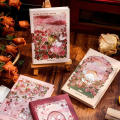 Blank Page Notebook Beautiful A7 Size Rose Manor Diary Portable Sweet Pink Notepad for Student Diary Writing Portable Use. 