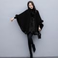 Loose 2024 Elegant Shawl Woolen Coat Short Woolen Cloak Autumn Winter Coat High-End New Female Bat Sleeved. 