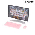 3Pcs/Set 1:12 Dollhouse Miniature Desktop Computer Keyboard Mouse TV Model Home Decor Toy Doll House Accessories MJK. 