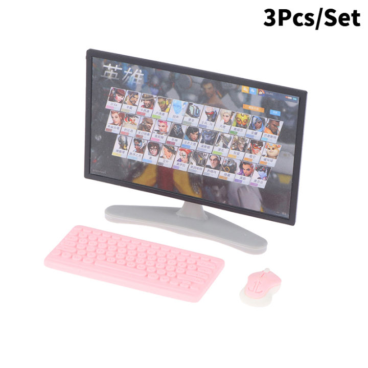 3Pcs/Set%201:12%20Dollhouse%20Miniature%20Desktop%20Computer%20Keyboard%20Mouse%20TV%20Model%20Home%20Decor%20Toy%20Doll%20House%20Accessories%20MJK%20-%20Image%209