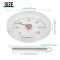 10 PCS 63mm Thermometer Pipe Clip-on Dial Thermometer Temperature Round Plate Gauge with Spring,Range 0-120℃, Aluminum Case. 
