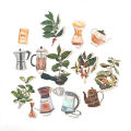 Vintage Coffee Theme Sticker DIY Scrapbooking Journal Base Mobile Diary Plan Gift Sealing Decoration. 