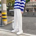 Sweatpants Men's Straight Loose Spring and Autumn Fashion Brand Korean Style Trendy Casual Pants White Solid Color Straight Drooping All-Matching Pants. 