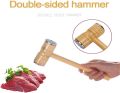 Wooden Meat Tenderizer Hammer Double Sided Aluminum Meat Hammer Kitchen Tool for Chicken Steak Pork Veal. 