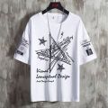 2023Summer New Fashion Korean Style Half Sleeve Top Clothes Large Size Loose Crew Neck T-shirt Men's Short SleeveTT-shirt. 