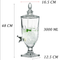 Crystal Glass Extra Strong Beverage Dispenser Glass Bottle With Tap Drink Tank Glass Wine Bottle Dispenser 3000 ml. 