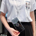 Casinglee for Huawei Y6P case Shiny Ring Glitter Soft Transparent Holder Stand Back cover with String for Huawei Y6P Phone cases cover Stars Moon Girls For girls and Boys. 