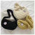 Pleated Cloud Bubble Shoulder Bag Tote Bag Solid Color Plaid Large Capacity Crossbody Bag Travel. 