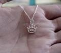 Princess Crown Sterling Silver Charm Necklace. 