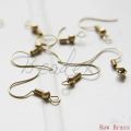 Solid Brass Earring Hooks with Ball - Shepherd Hook Ear Wires - Fish Hooks 18x18mm (323C). 