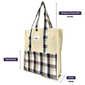 THE MYSU Heavy Duty Canvas Tote Bag - Check - 14.5 inches (L) * 3 inches (W) * 16 inches (H). 