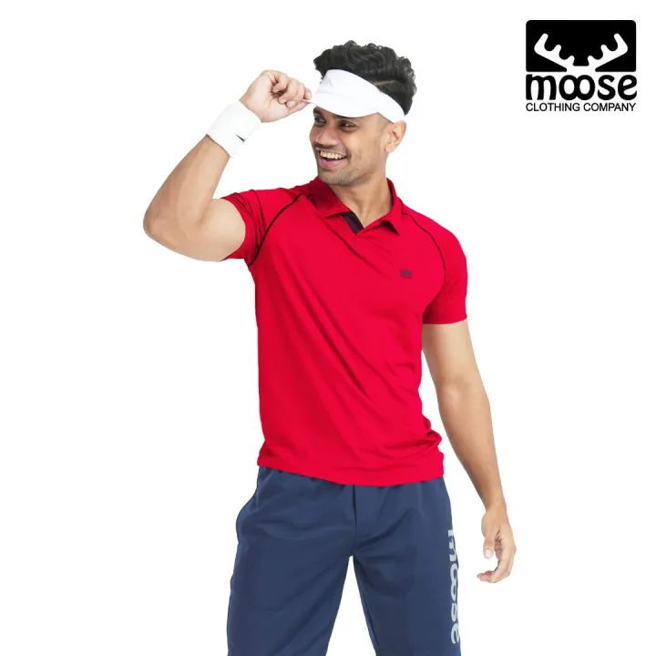 Moose Sport Polo T-Shirt - Mens Red
