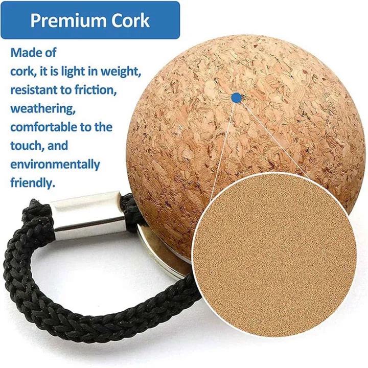 12PCS Floating Cork Keyring, Floatable Wooden Ball Key Chain for Water ...