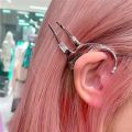 【HOT】 Trendy Hair Hold Ear Cuff Fairy Zircon Hoop Earrings Korean Sliver Elf Ears Clips For Women Single Side Y2k Punk Party Jewelry. 