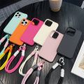 HOCE Luxury Lychee Leather Soft Phone Cases For iPhone 17 16 15 14 13 12 11 Pro Max 16 Plus XR X XS Case With Wrist Strap Candy Silicone Shockproof Matte Back Cover. 