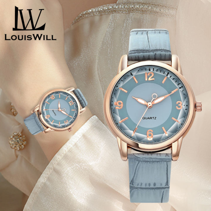 LouisWill Women's Watch Fashion Quartz Movement Belt Watch Strap Watches Two-color Dial Design Cutting Diamond Mirror Surface Elegant Design Watch Wristwatch With Luminous Pointer
