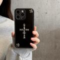 Luxurious Three-dimensional Cross Kroxin PU Leather Printed Grand Phone Case for iPhone 16 15 14 Plus 13Pro Max Protective Cover. 