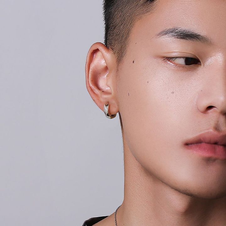 Earings for men hikaw for boys Personality Korean Hip Hop Geometry Boy Hoop Earring Circle Earring Fashion Jewelry Alloy