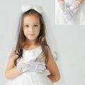 1Pair Girls Gorgeous Satin Fancy Lace Gloves for Special Occasion Dress Formal Wedding Party. 